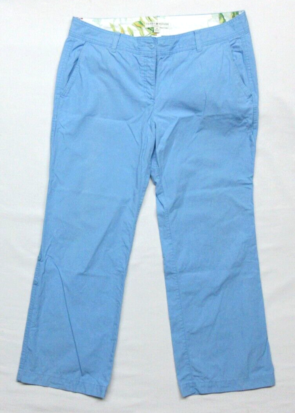 Vintage HILFIGER Womens 18 Pants Y2K Convertible Roll-Up 100% Cotton Blue Chino